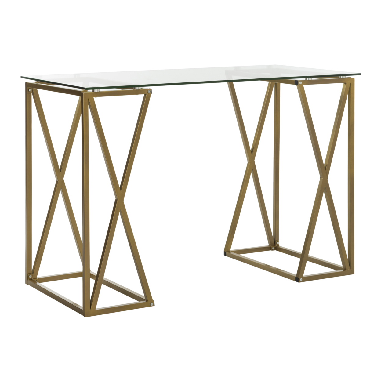 SAFAVIEH Theresa Glass Top Desk Clear / Gold