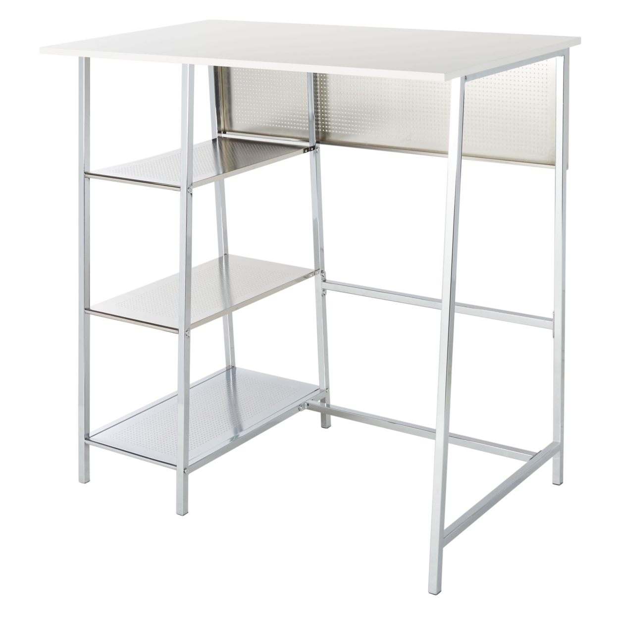 SAFAVIEH Hayden 3-Shelf Standing Desk White / Chrome