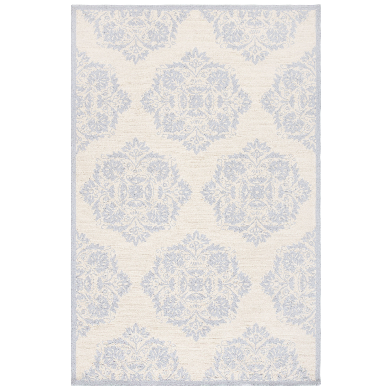 SAFAVIEH Chelsea HK359A Hand-hooked Ivory / Blue Rug - 4' 6 X 6' 6 Oval
