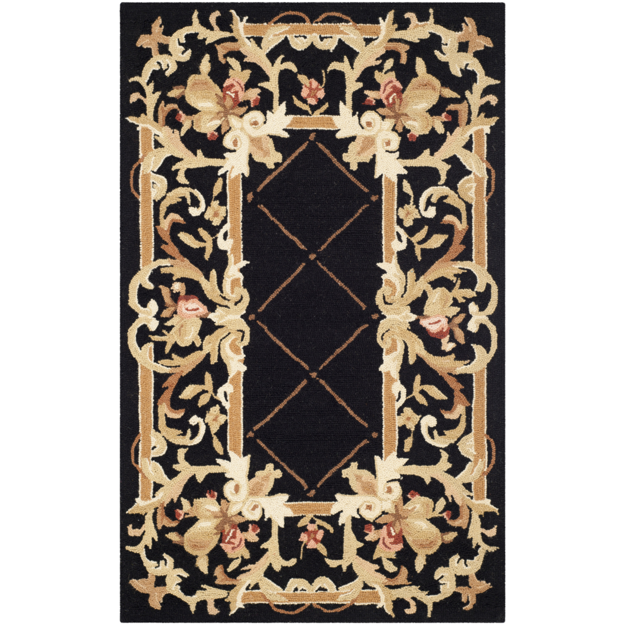SAFAVIEH Chelsea Collection HK333B Hand-hooked Black Rug - 2' 6 X 4'