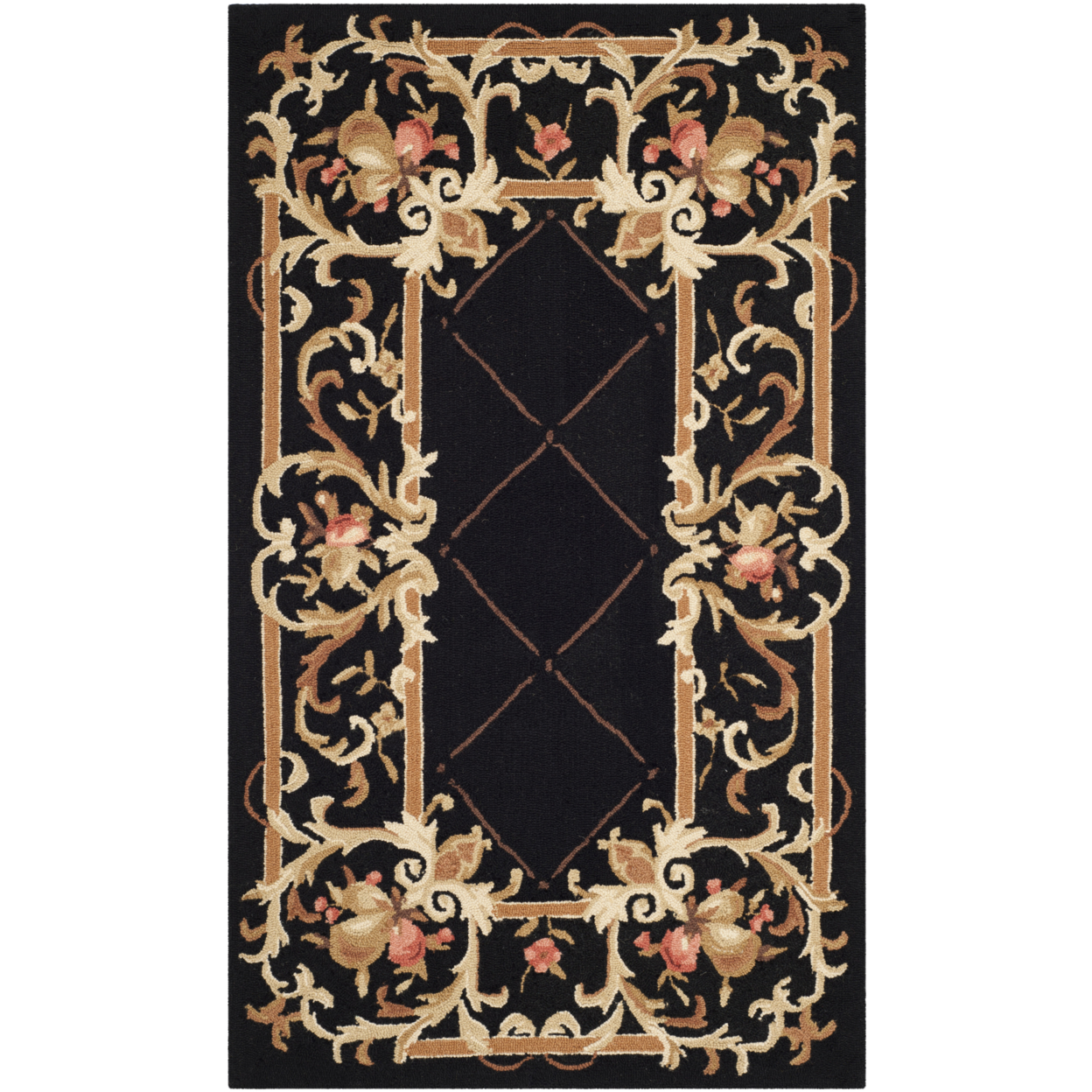 SAFAVIEH Chelsea Collection HK333B Hand-hooked Black Rug - 2' 9 X 4' 9