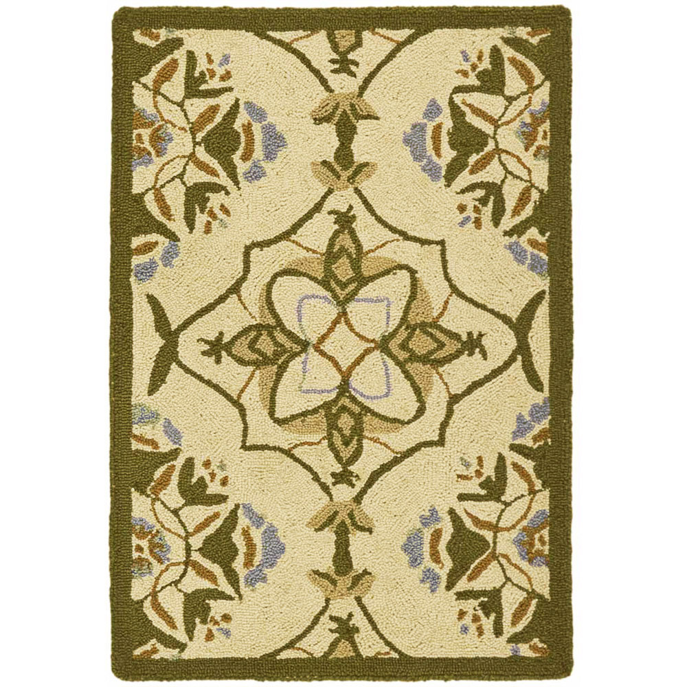 SAFAVIEH Chelsea HK376A Hand-hooked Ivory / Green Rug - 2' 6 X 10'