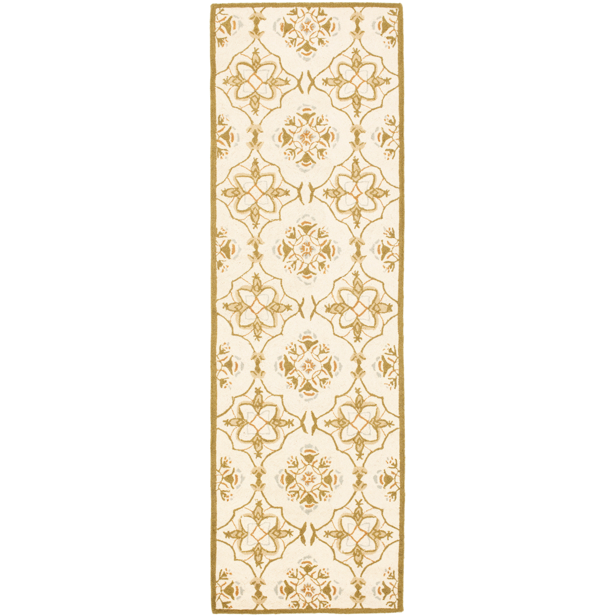 SAFAVIEH Chelsea HK376A Hand-hooked Ivory / Green Rug - 2' 6 X 8'