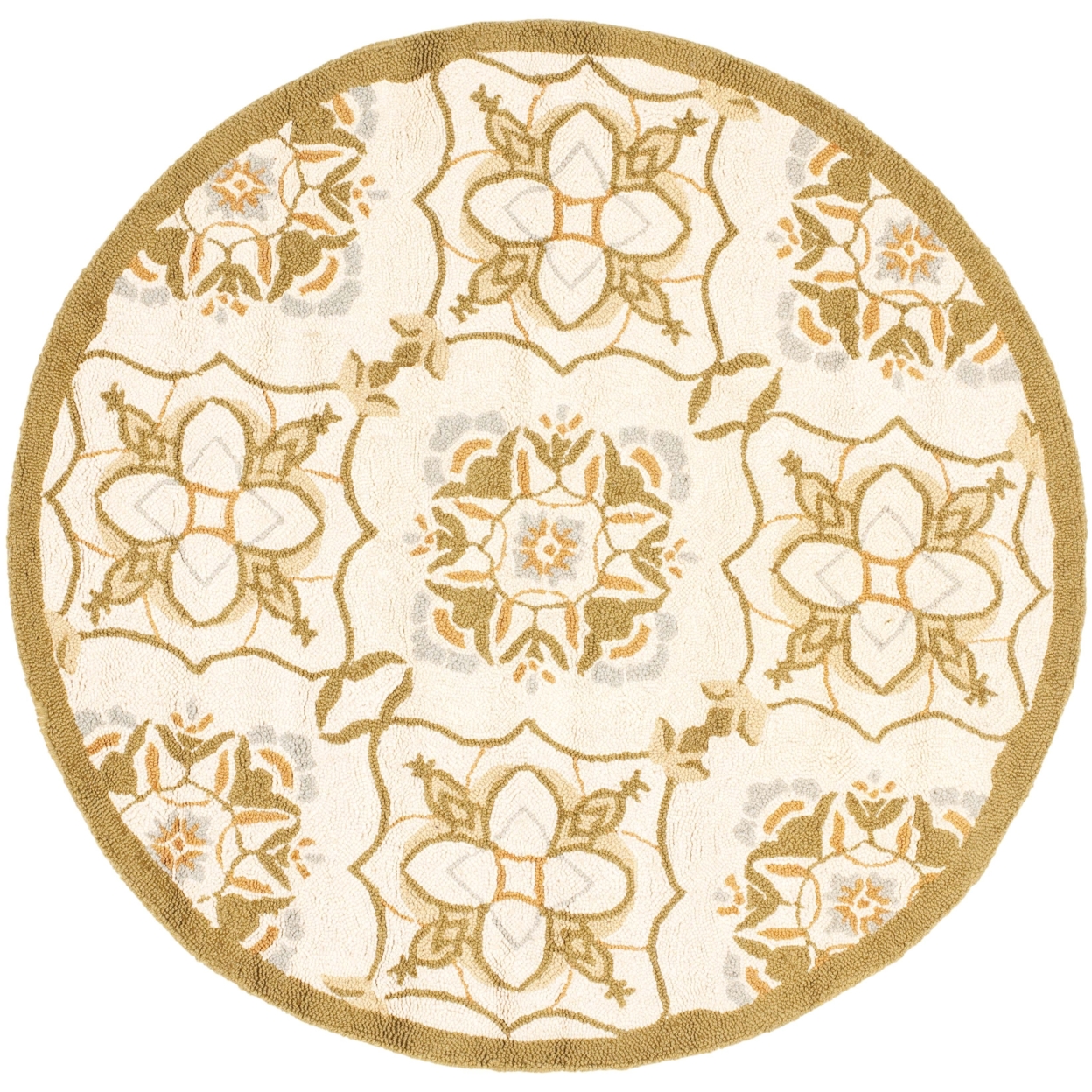SAFAVIEH Chelsea HK376A Hand-hooked Ivory / Green Rug - 3' Round