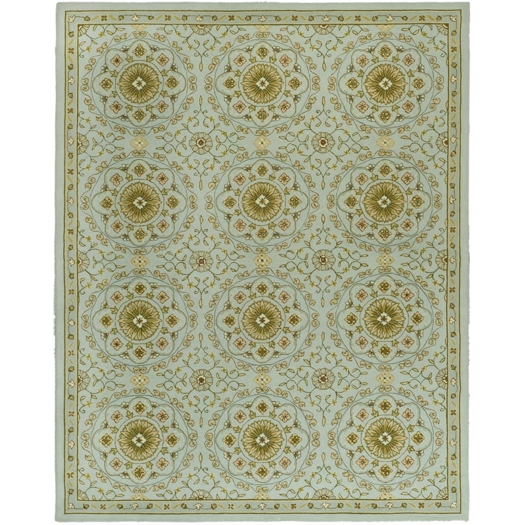 SAFAVIEH Chelsea HK378A Hand-hooked Teal / Green Rug - 4' 6 X 6' 6 Oval