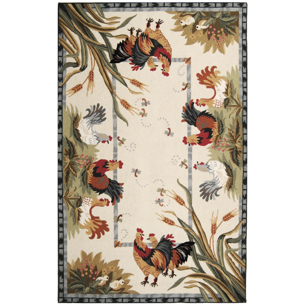 SAFAVIEH Chelsea Collection HK56A Hand-hooked Ivory Rug - 7' 6 X 9' 6 Oval