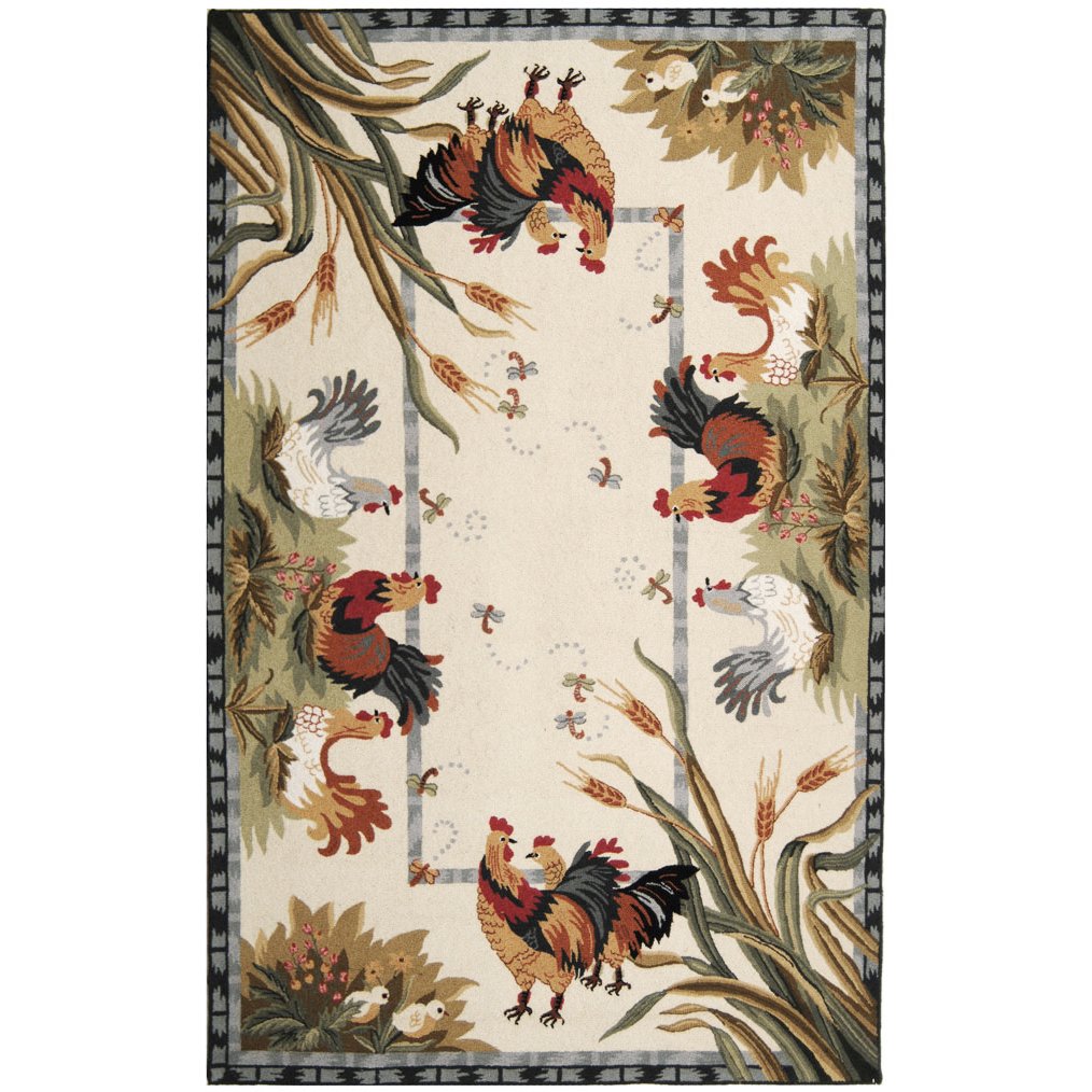 SAFAVIEH Chelsea Collection HK56A Hand-hooked Ivory Rug - 4' 6 X 6' 6 Oval