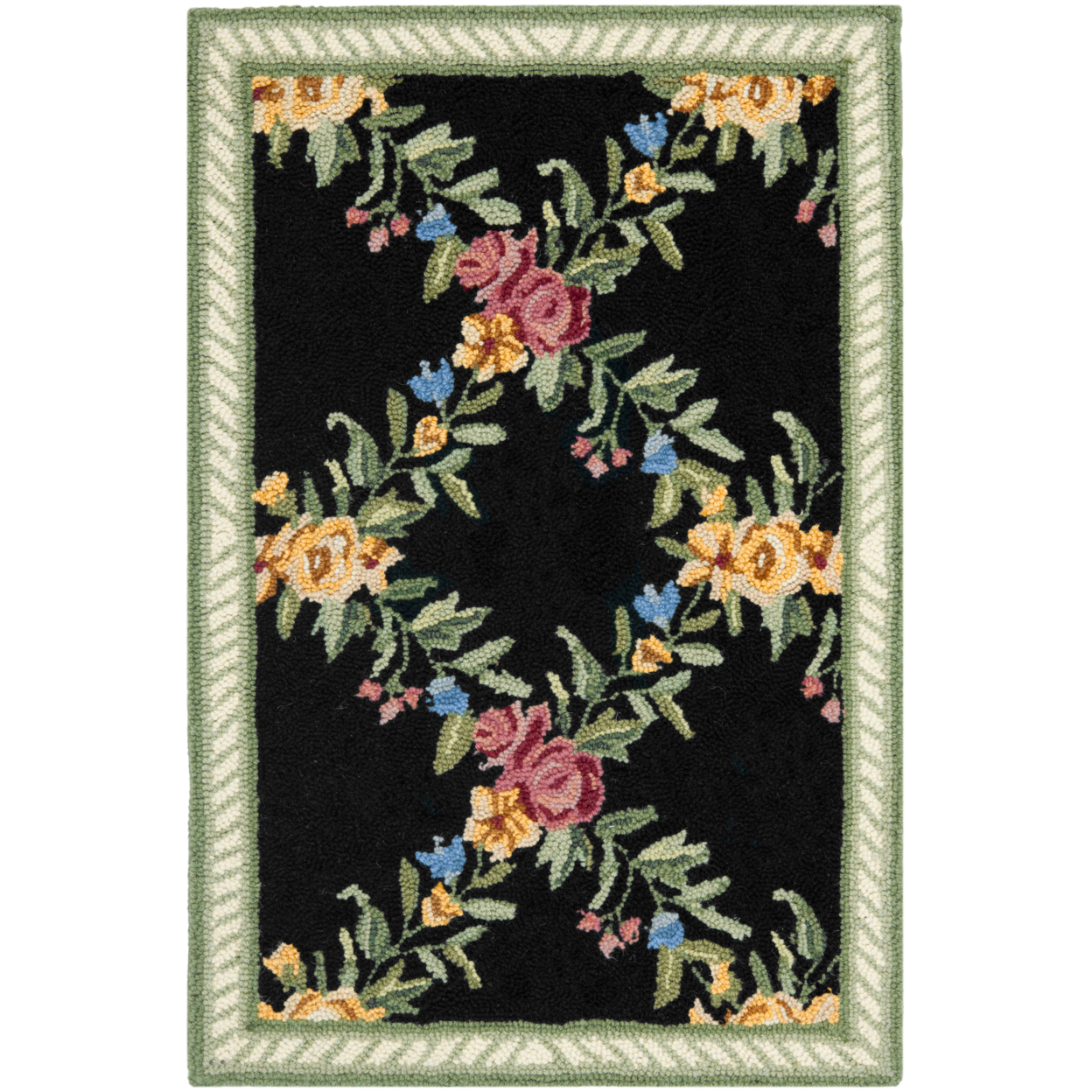 SAFAVIEH Chelsea Collection HK60B Hand-hooked Black Rug - 2' 6 X 10'