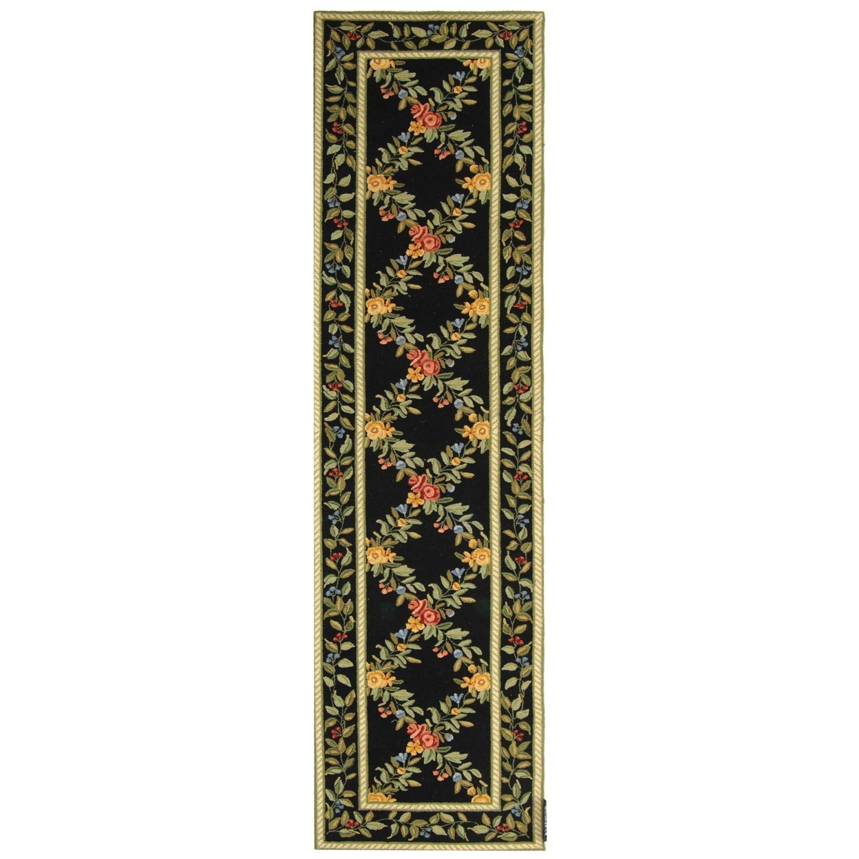 SAFAVIEH Chelsea Collection HK60B Hand-hooked Black Rug - 2' 6 X 10'
