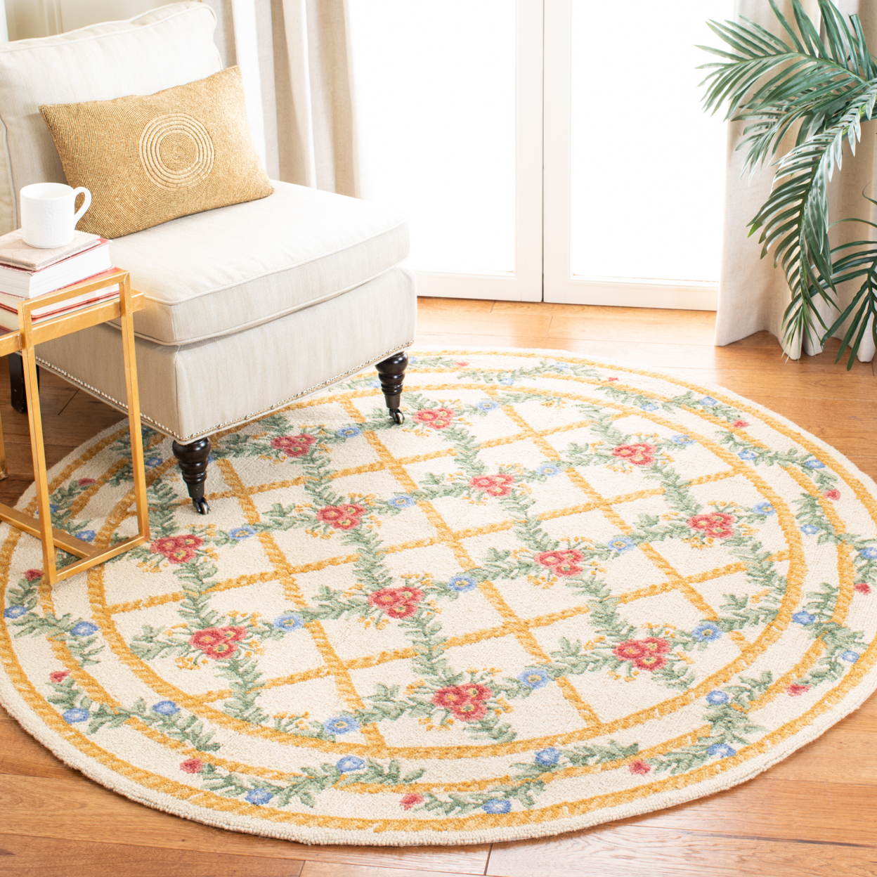 SAFAVIEH Chelsea Collection HK62A Hand-hooked Ivory Rug - 8' Round