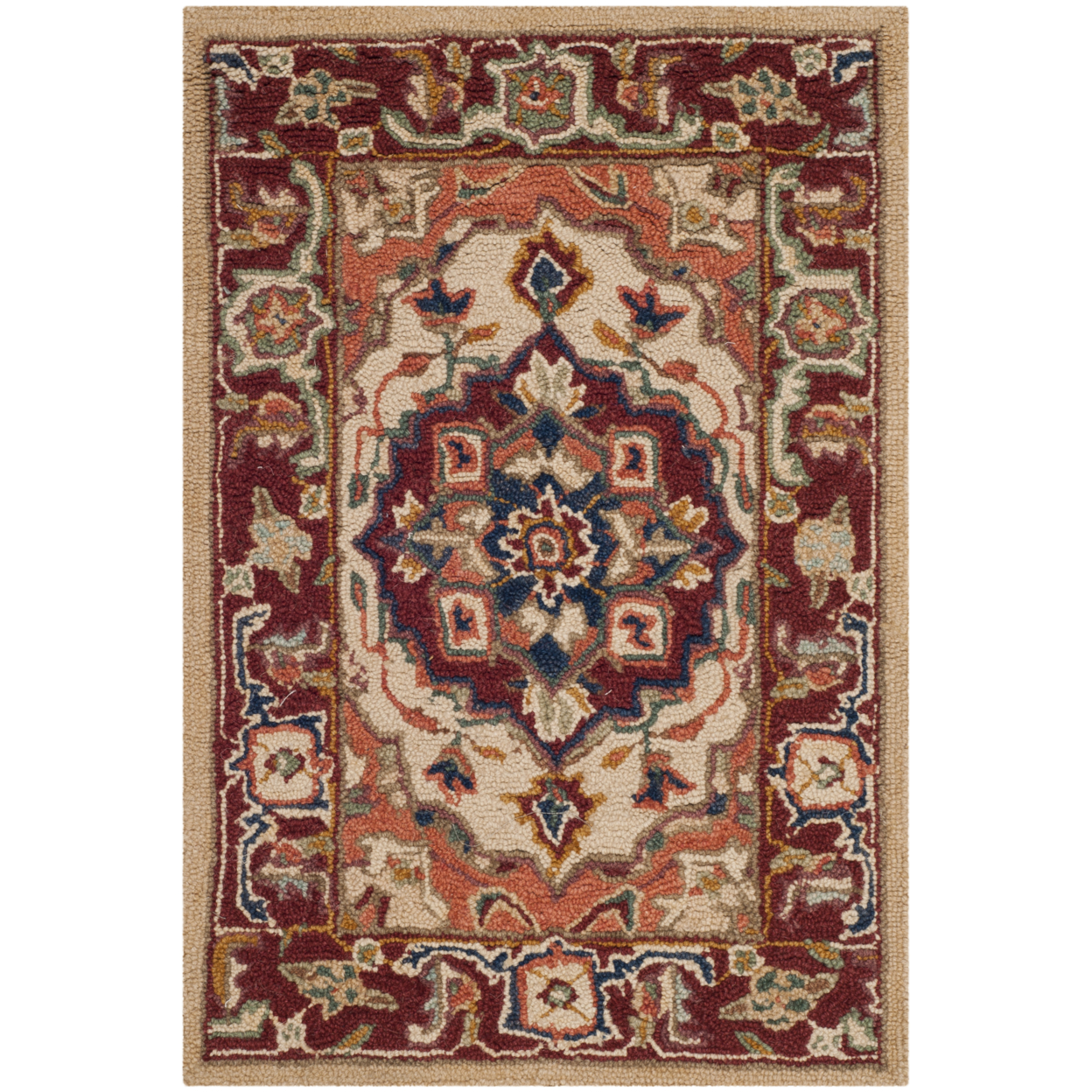 SAFAVIEH Chelsea HK709A Hand-hooked Red / Ivory Rug - 2' 6 X 10'