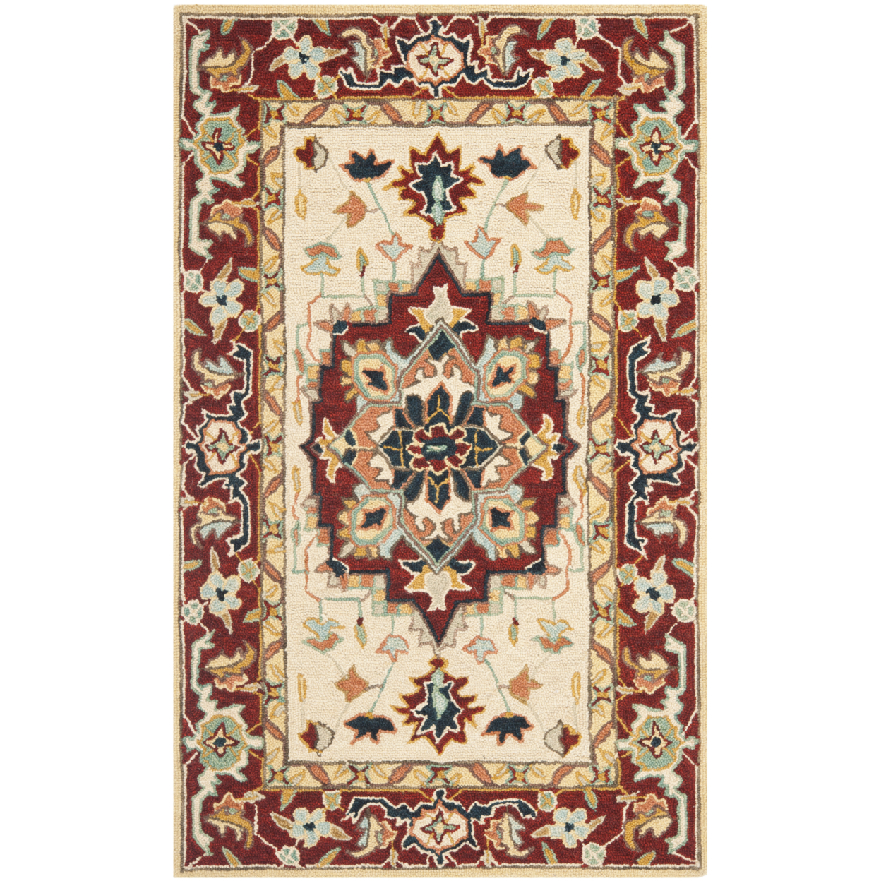 SAFAVIEH Chelsea HK709A Hand-hooked Red / Ivory Rug - 2' 6 X 4'