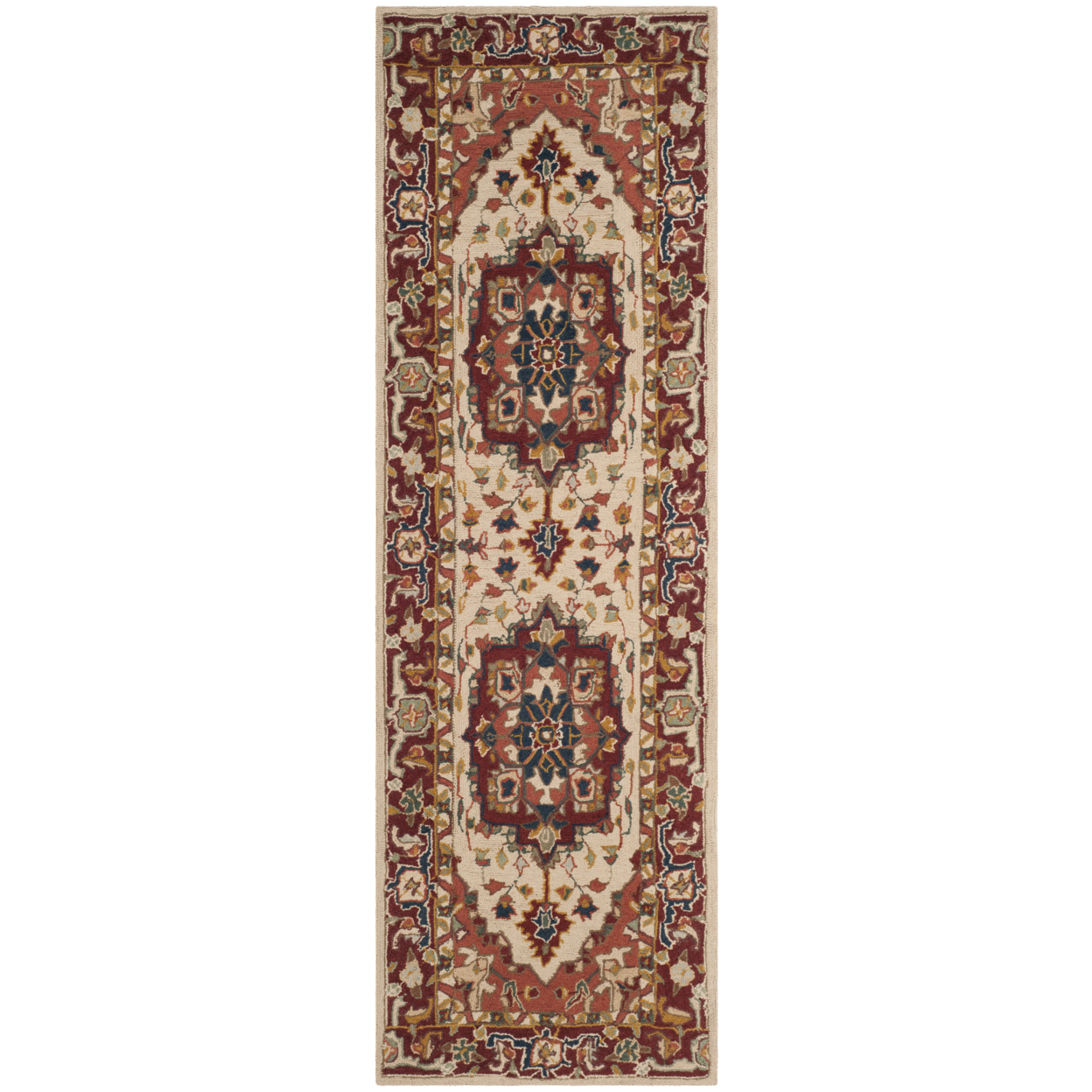 SAFAVIEH Chelsea HK709A Hand-hooked Red / Ivory Rug - 2' 6 X 8'