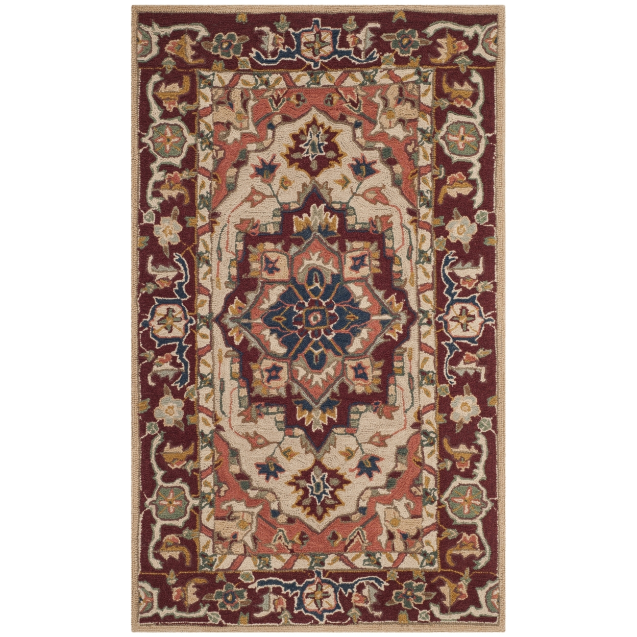 SAFAVIEH Chelsea HK709A Hand-hooked Red / Ivory Rug - 2' 9 X 4' 9