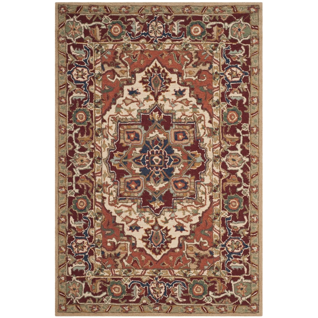 SAFAVIEH Chelsea HK709A Hand-hooked Red / Ivory Rug - 3' 9 X 5' 9