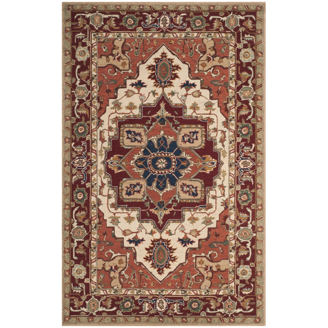 SAFAVIEH Chelsea HK709A Hand-hooked Red / Ivory Rug - 5' 3 X 8' 3