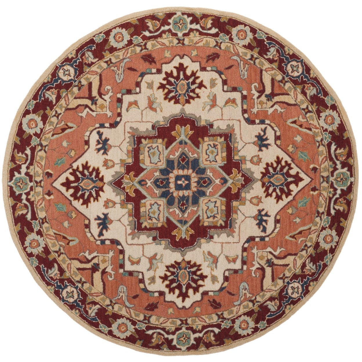 SAFAVIEH Chelsea HK709A Hand-hooked Red / Ivory Rug - 8' Round