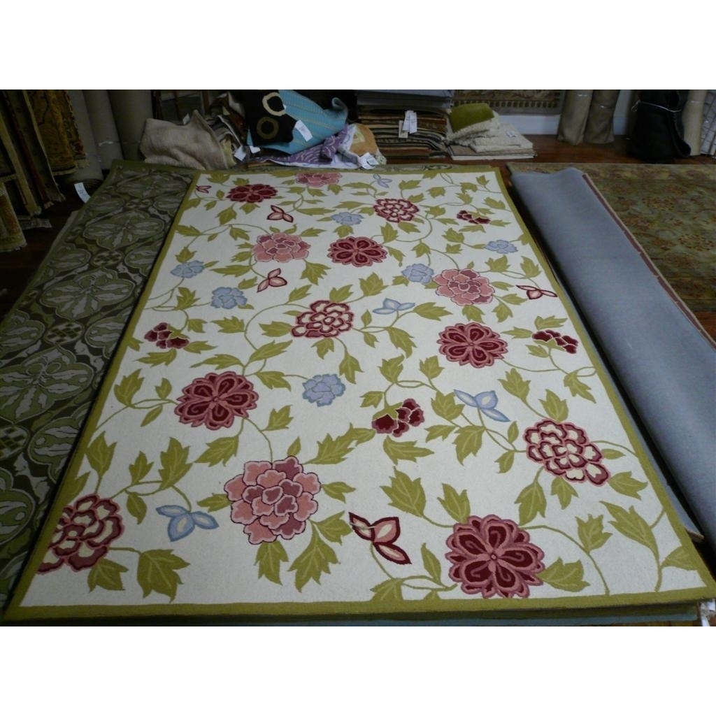 SAFAVIEH Chelsea HK714A Hand-hooked Ivory / Green Rug - 7' 9 X 9' 9