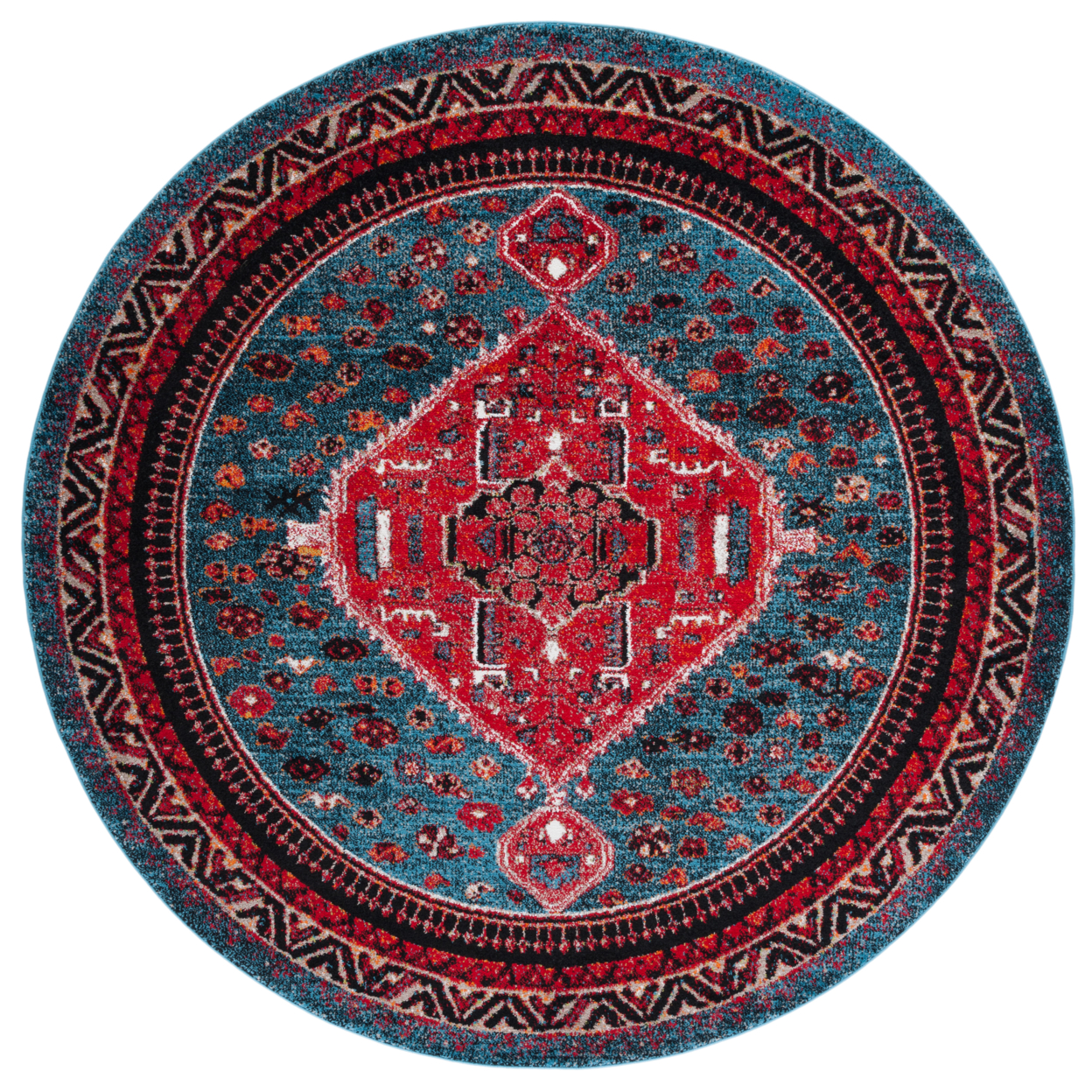 SAFAVIEH Vintage Hamadan VTH201K Turquoise /Red Rug - 6' 7 Round