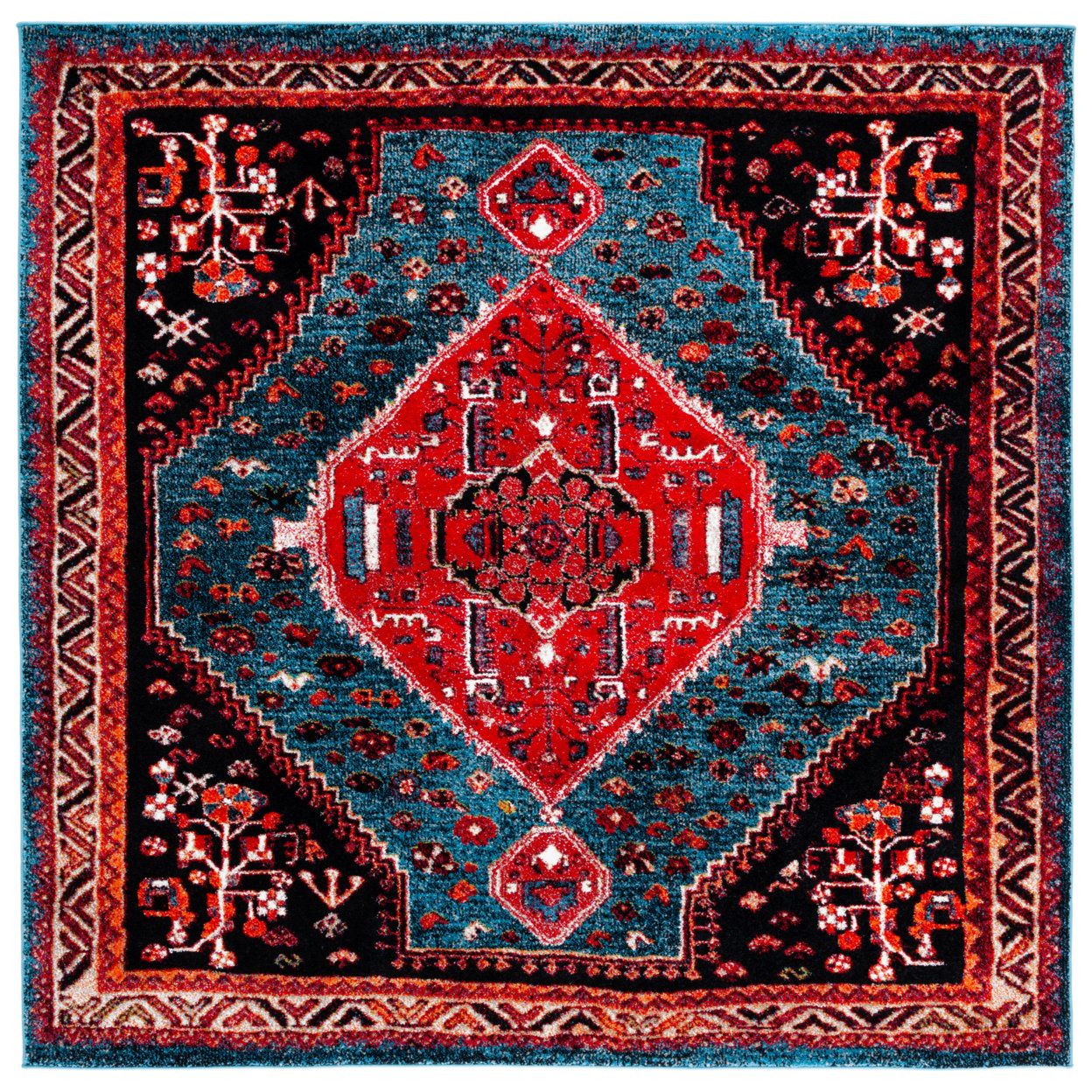 SAFAVIEH Vintage Hamadan VTH201K Turquoise /Red Rug - 6' 7 Square
