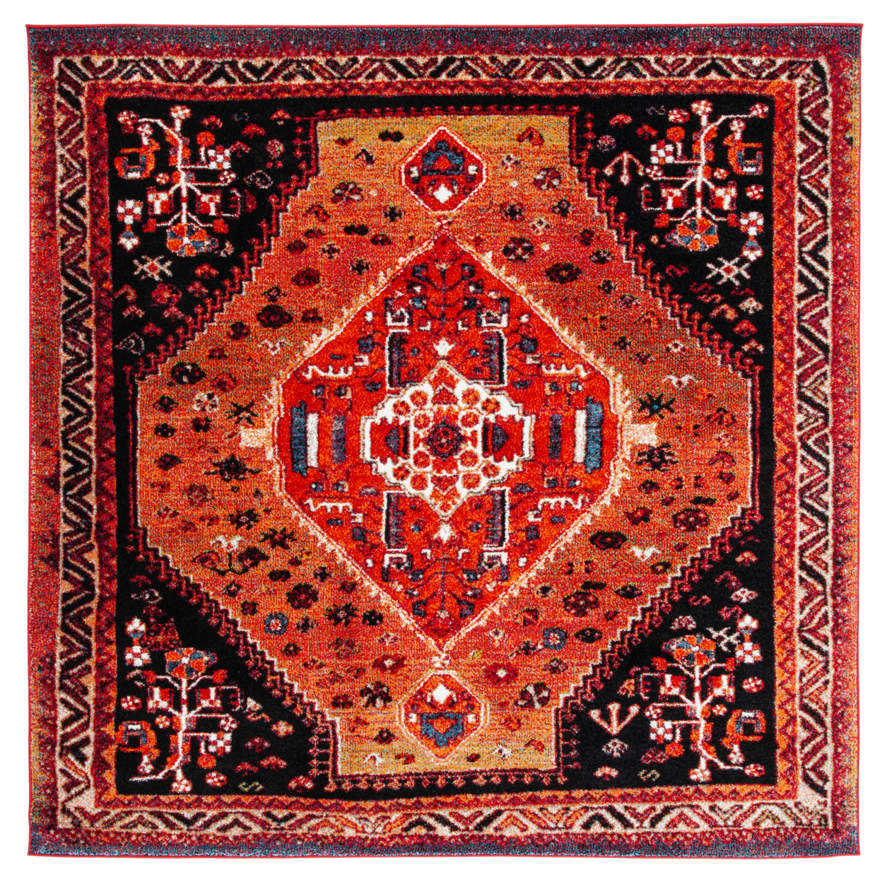SAFAVIEH Vintage Hamadan VTH201P Orange / Red Rug - 6' 7 Square