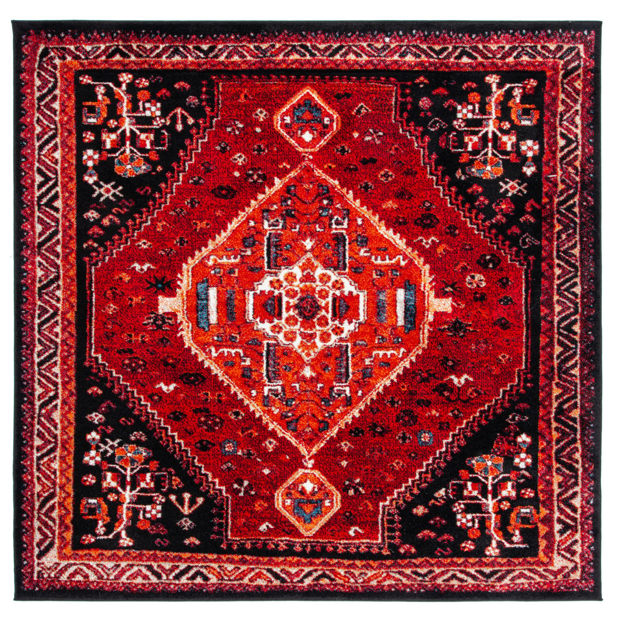 SAFAVIEH Vintage Hamadan VTH201Q Red / Black Rug - 6' 7 Square