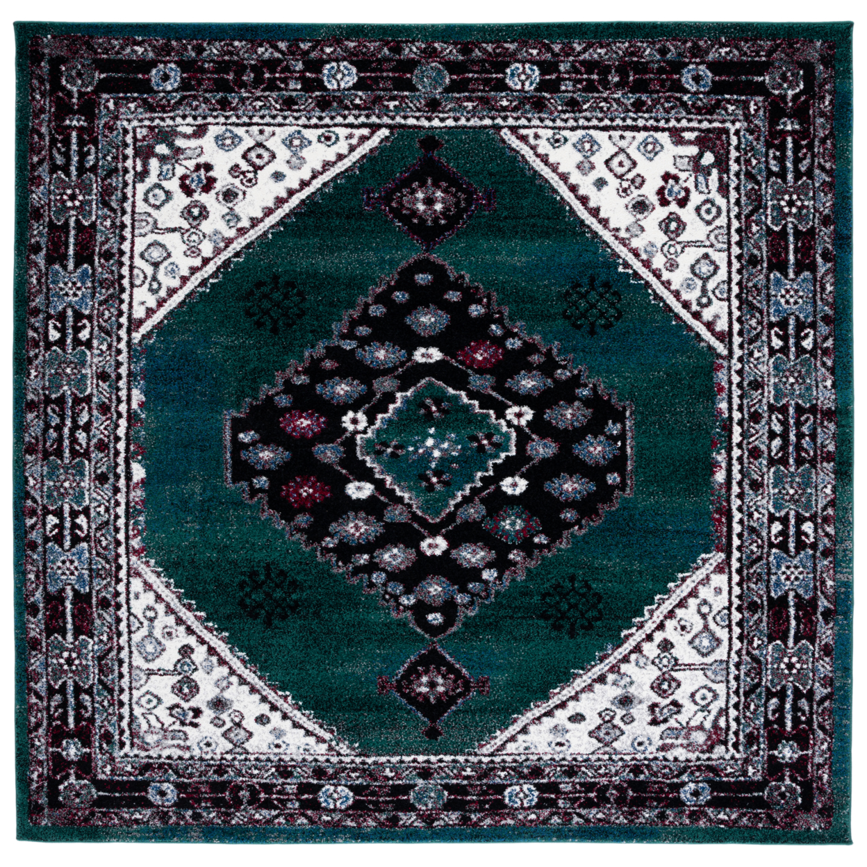 SAFAVIEH Vintage Hamadan VTH202Y Green / Black Rug - 6' 7 Square