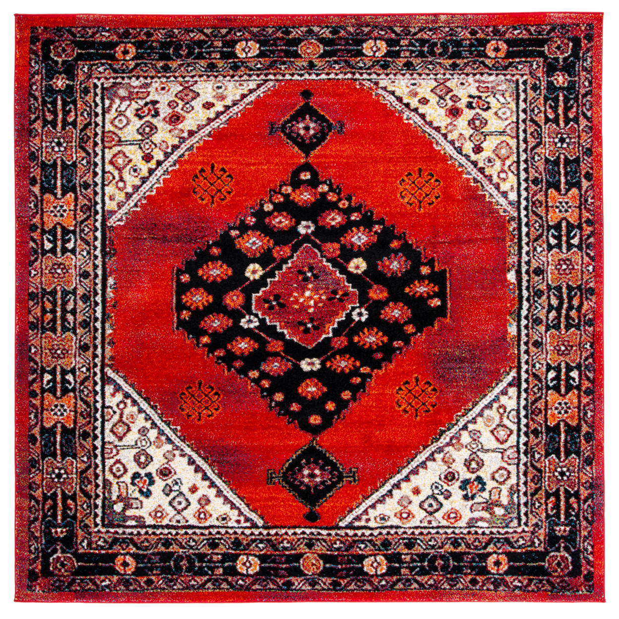 SAFAVIEH Vintage Hamadan VTH202Q Red / Black Rug - 6' 7 Square