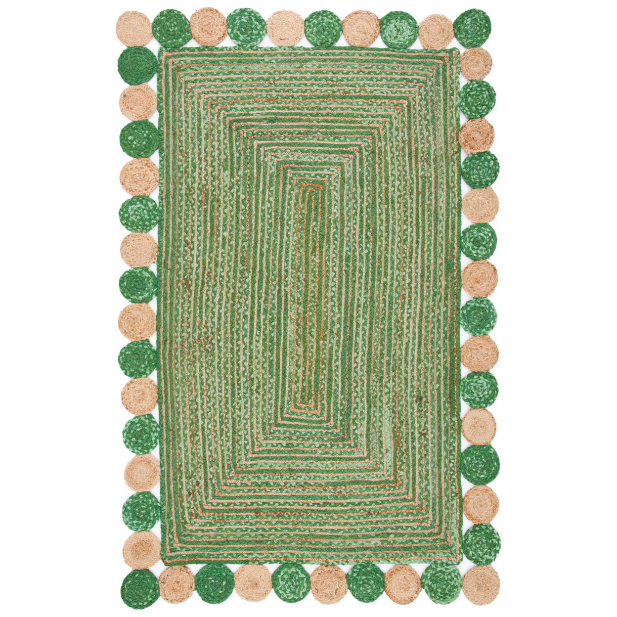 SAFAVIEH Cape Cod CAP201Y Handwoven Green / Natural Rug - 4' X 6' Oval