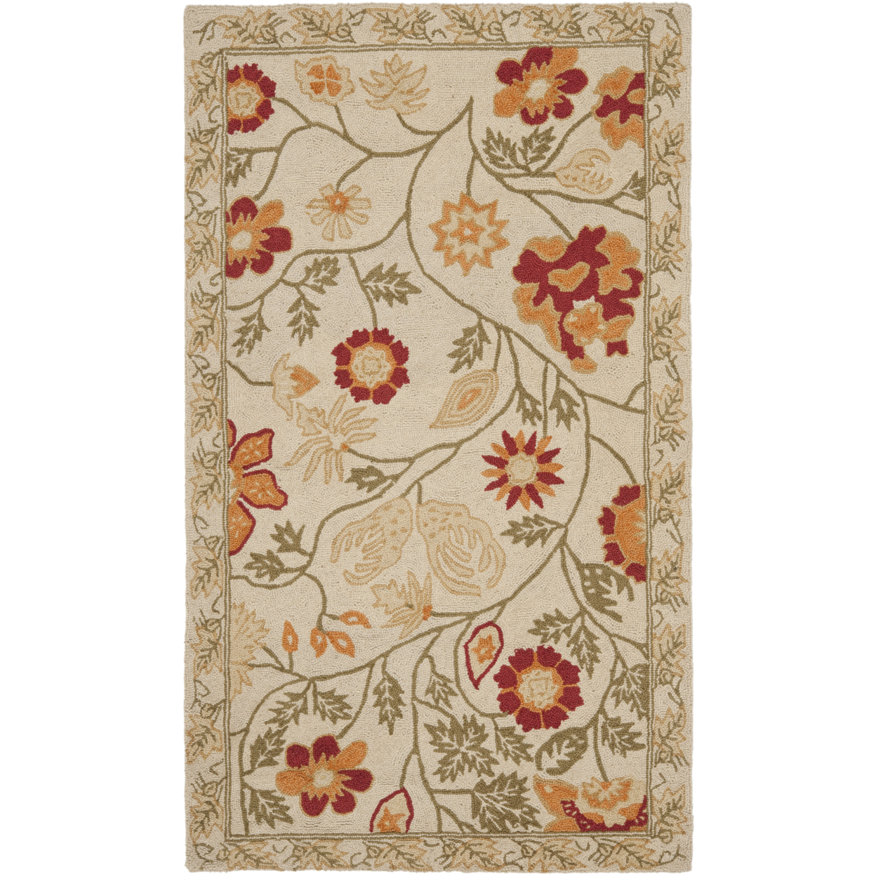 SAFAVIEH Chelsea HK716A Hand-hooked Ivory / Green Rug - 4' Round