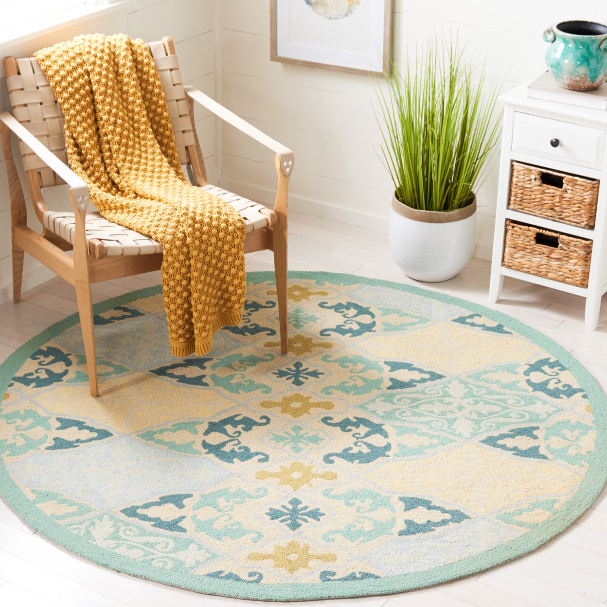 SAFAVIEH Chelsea Collection HK725A Hand-hooked Multi Rug - 5' 6 Round