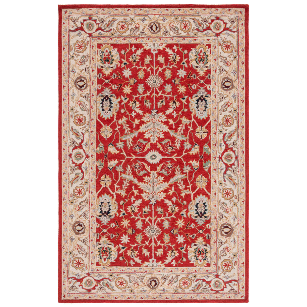 SAFAVIEH Chelsea HK751A Hand-hooked Red / Ivory Rug - 7' 9 X 9' 9