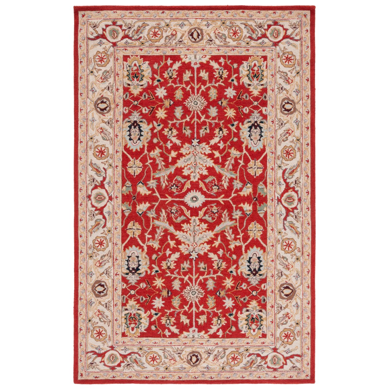 SAFAVIEH Chelsea HK751A Hand-hooked Red / Ivory Rug - 3' 9 X 5' 9