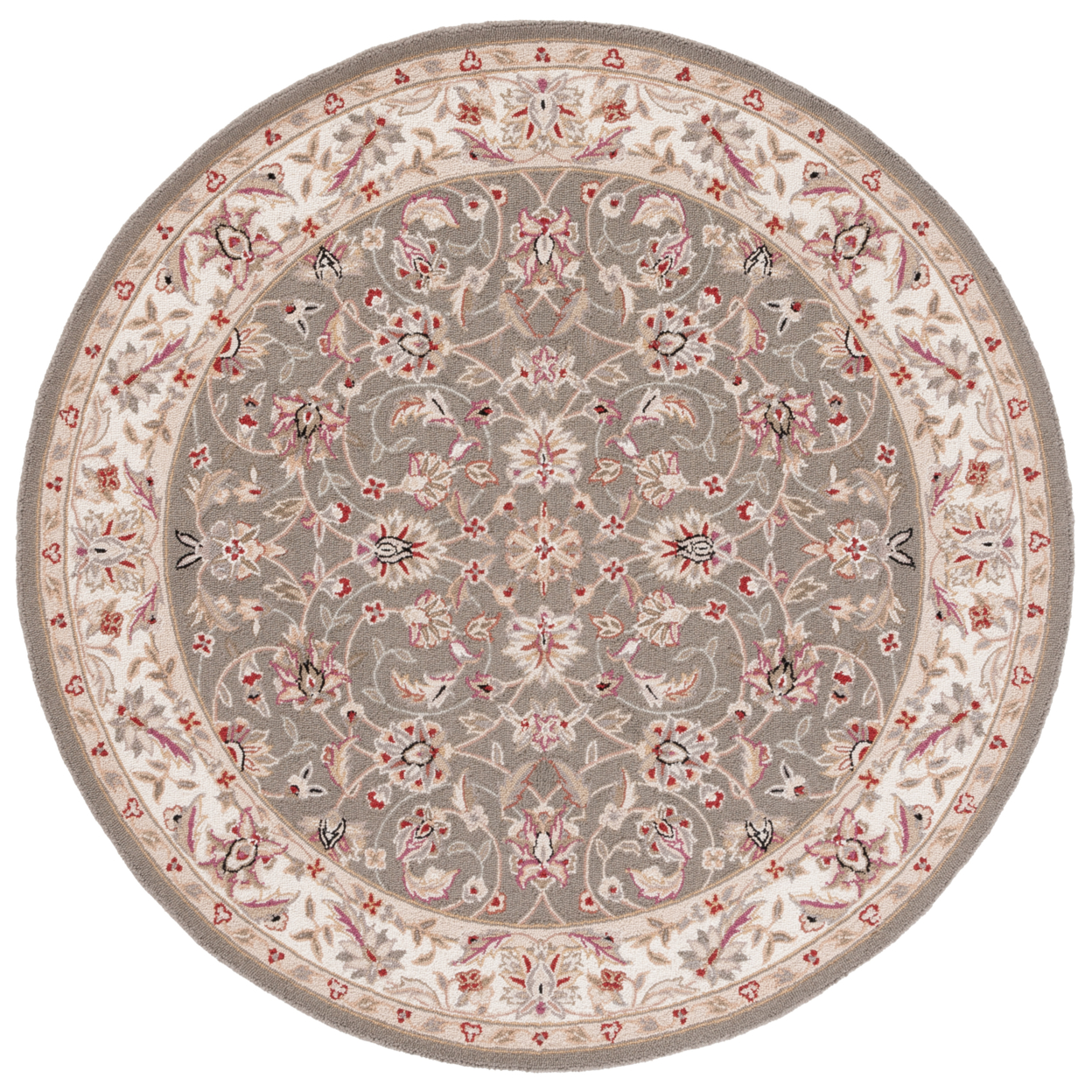 SAFAVIEH Chelsea HK78D Hand-hooked Taupe / Ivory Rug - 3' Round