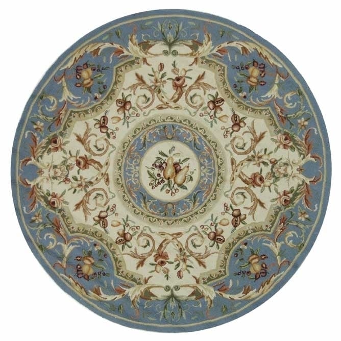 SAFAVIEH Chelsea Collection HK80B Hand-hooked Blue Rug - 5' 6 Round