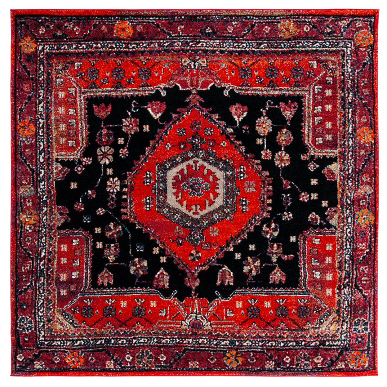 SAFAVIEH VTH204Q Vintage Hamadan Red / Black - 6' 7 Square