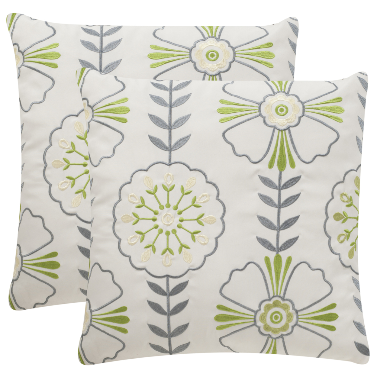 SAFAVIEH Flower Power Pillow Set Of 2 Sweet Green / Cream
