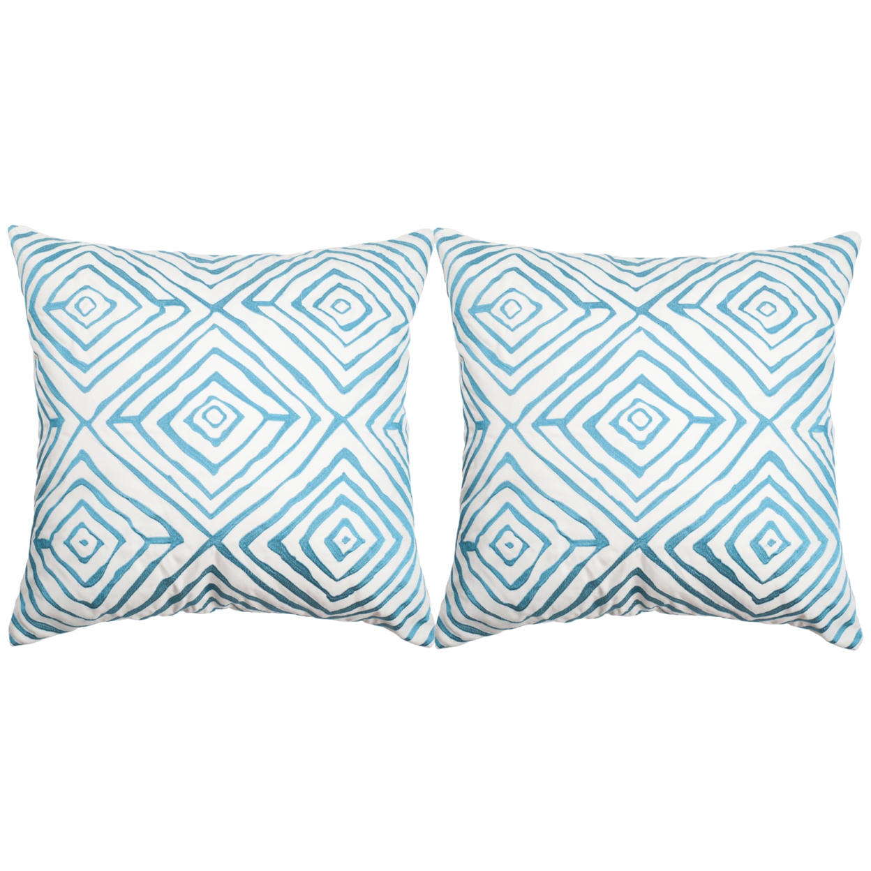 SAFAVIEH Diamonds Five Pillow Set Of 2 Light Blue / Cream