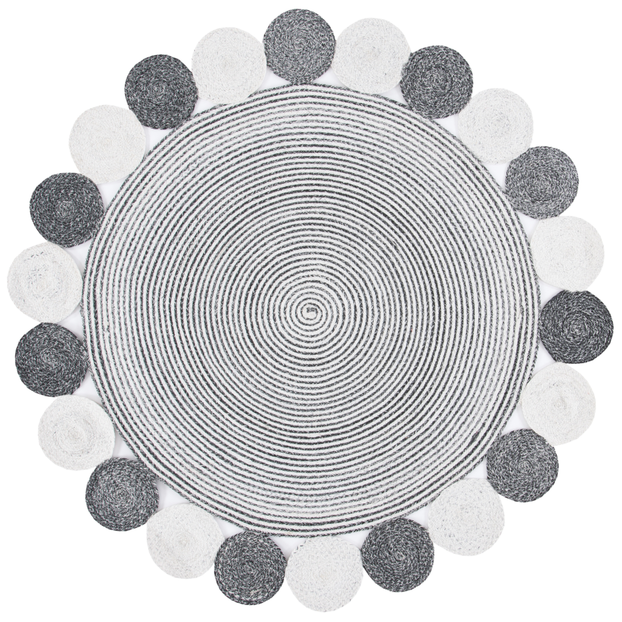 SAFAVIEH Cape Cod CAP231H Handwoven Charcoal / Ivory Rug - 6' Round