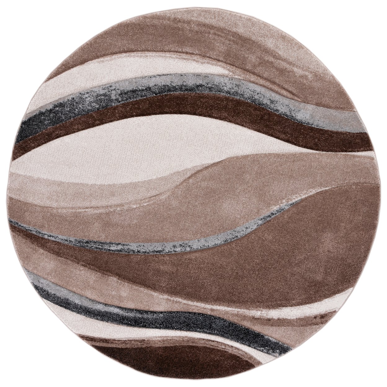 SAFAVIEH Hollywood Collection HLW718P Brown/Ivory Rug - 6' 7 Round