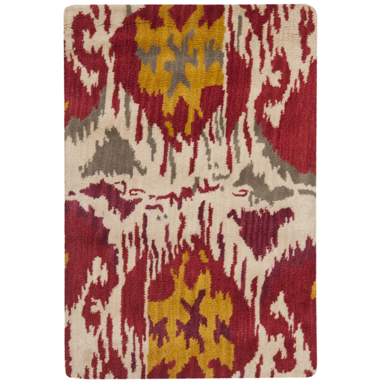 SAFAVIEH Ikat Collection IKT226A Handmade Ivory / Red Rug - 2' X 3'
