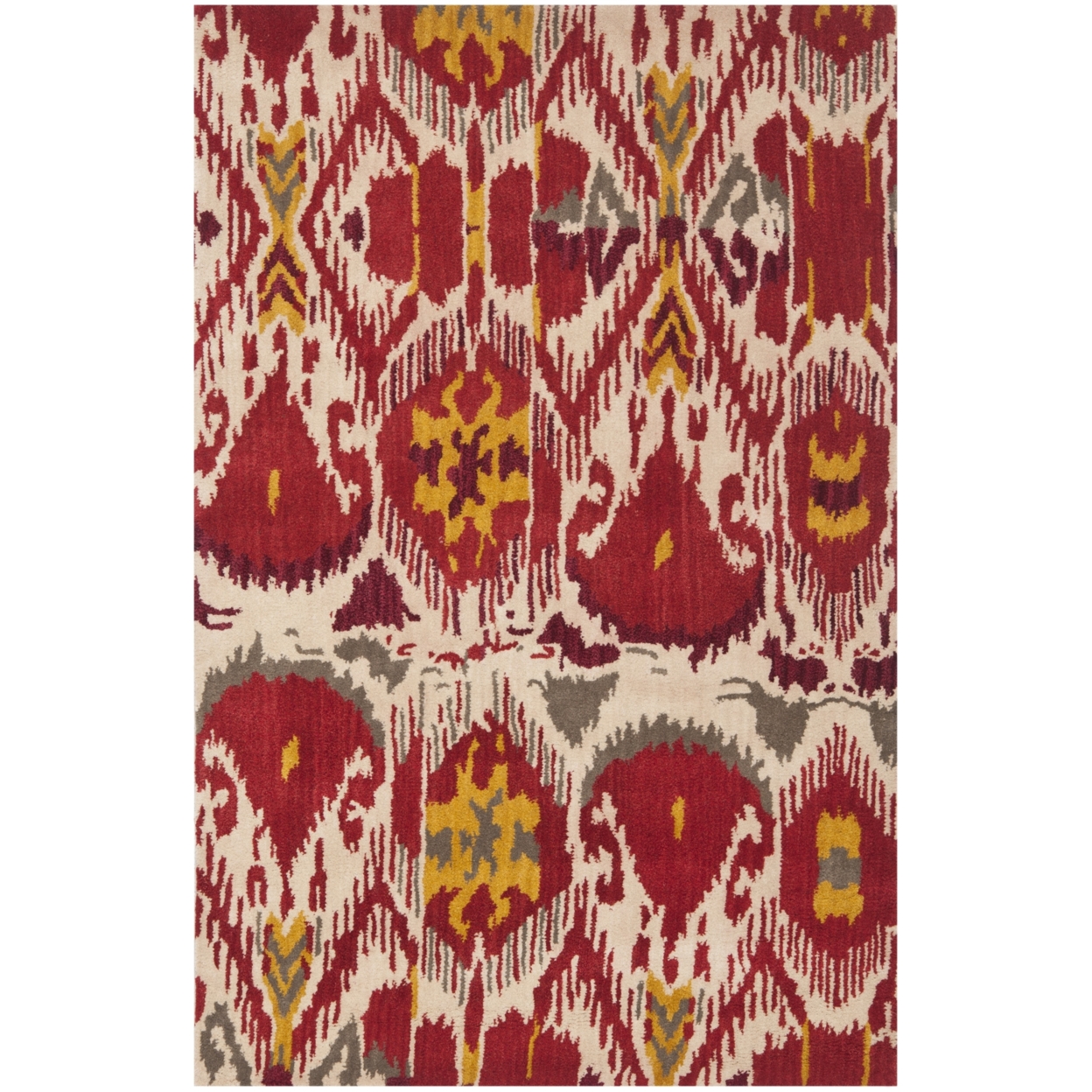 SAFAVIEH Ikat Collection IKT226A Handmade Ivory / Red Rug - 4' X 6'