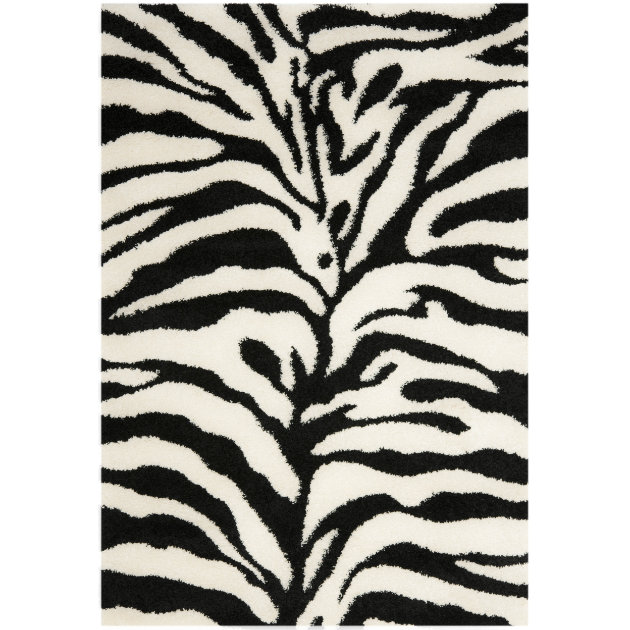 SAFAVIEH Zebra Shag Collection SG452-1290 Ivory/Black Rug - 5' 3 X 7' 6