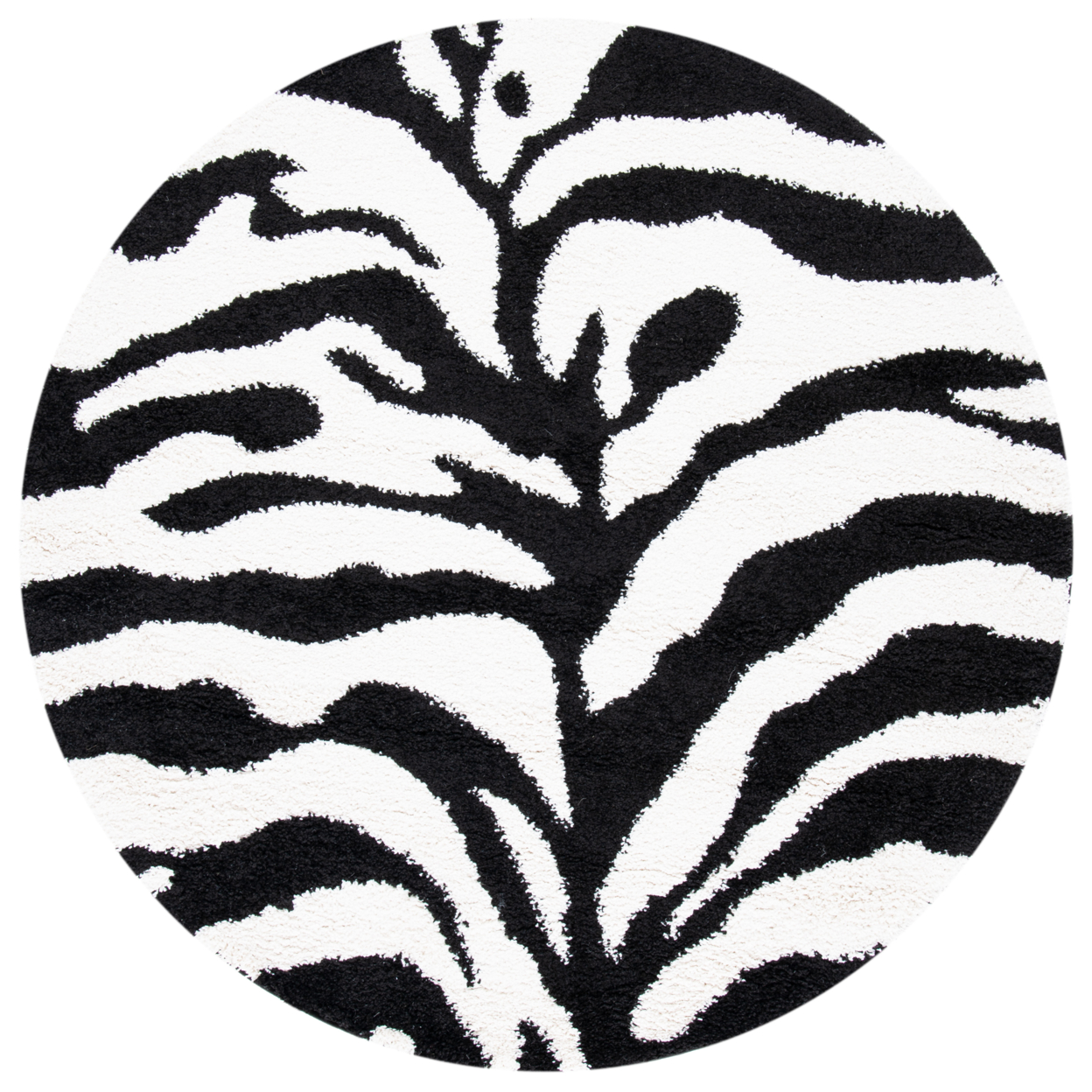 SAFAVIEH Zebra Shag Collection SG452-1290 Ivory/Black Rug - 6' 7 Round