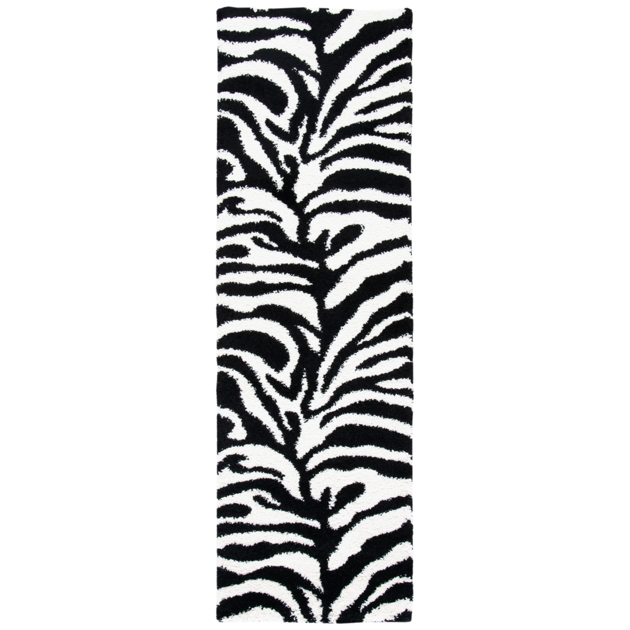 SAFAVIEH Zebra Shag Collection SG452-1290 Ivory/Black Rug - 2' 3 X 7'
