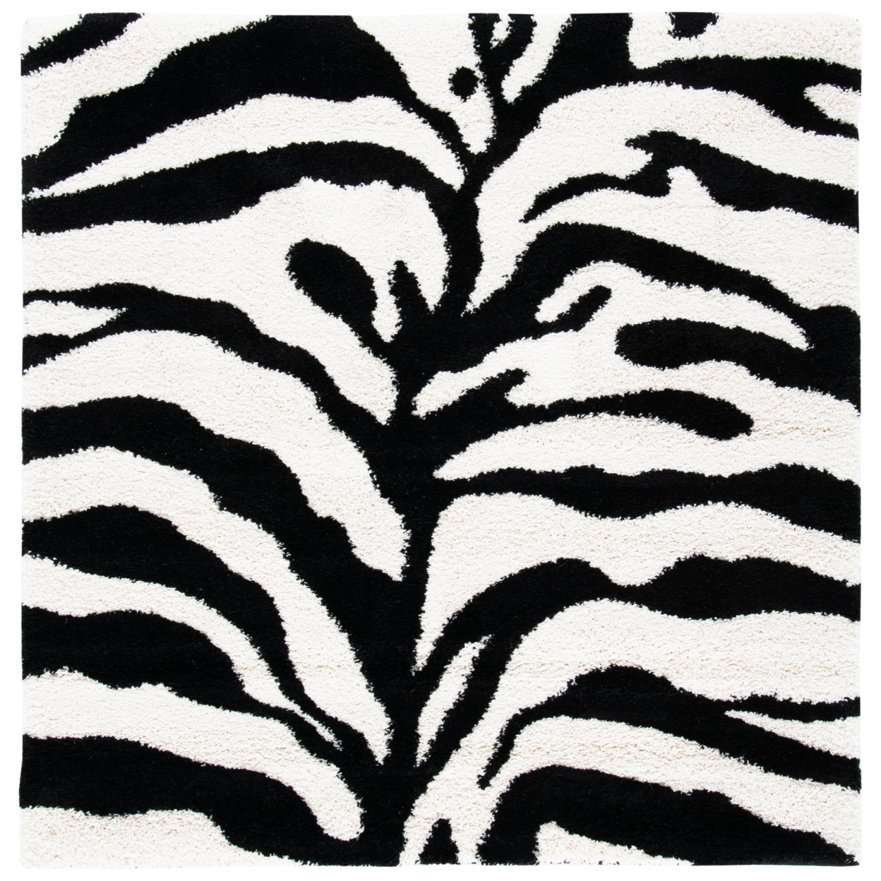 SAFAVIEH Zebra Shag Collection SG452-1290 Ivory/Black Rug - 5' Square