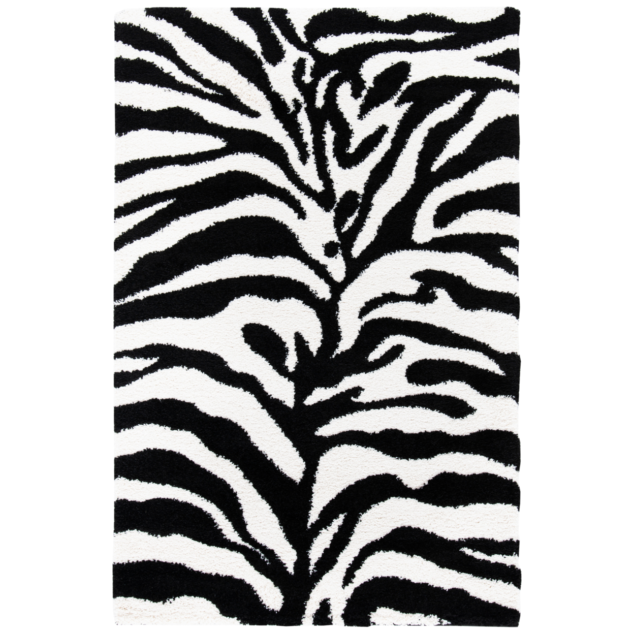SAFAVIEH Zebra Shag Collection SG452-1290 Ivory/Black Rug - 3' 3 X 5' 3