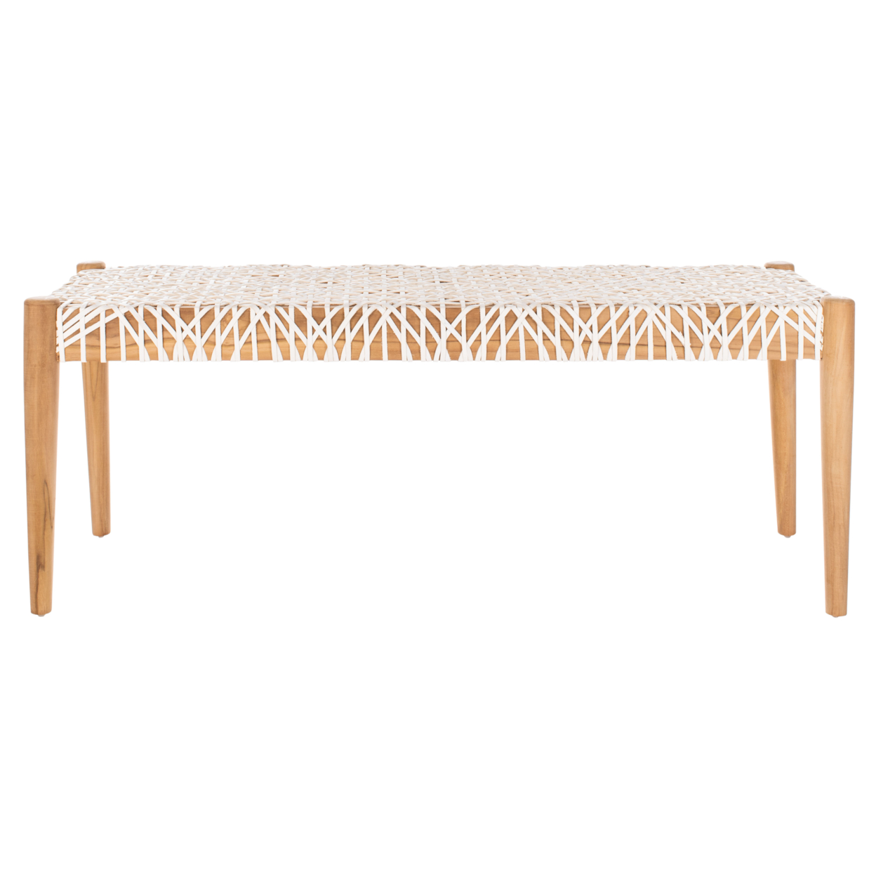 SAFAVIEH Bandelier Leather Weave Bench Off White / Natural