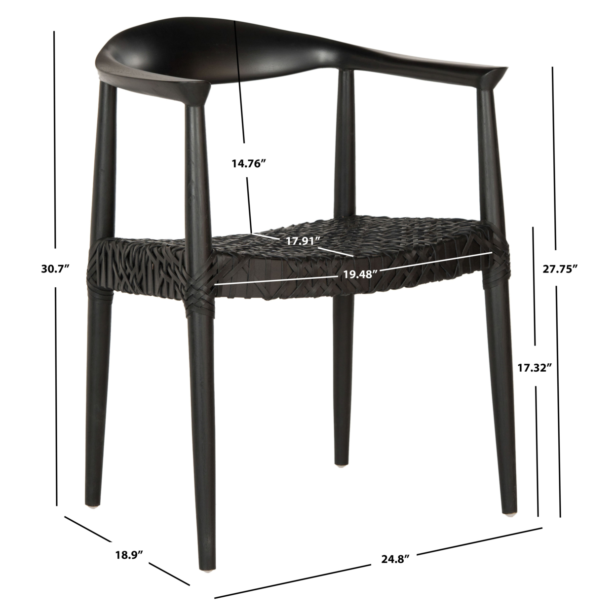 SAFAVIEH Bandelier Arm Chair Black / Black