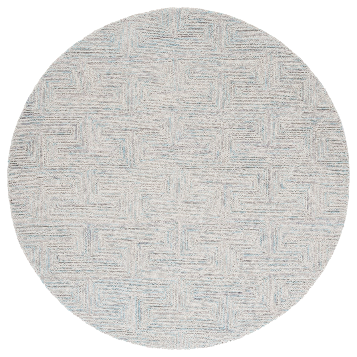 SAFAVIEH Ikat Collection IKT101K Handmade Teal / Grey Rug - 6' Round